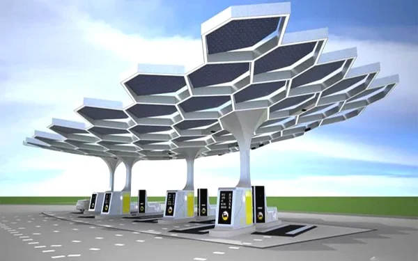 استفاده از سازه فضاکار درسقف پمپ بنزین